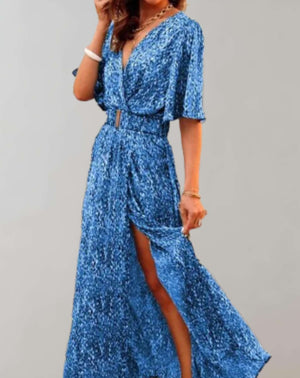 Vestido largo estampado para mujer con escote cruzado