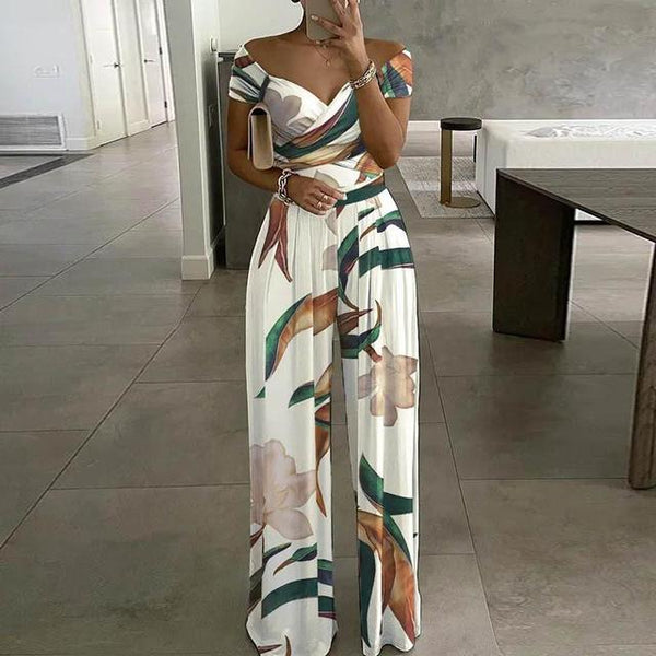 Women’s Off-Shoulder Floral Wide-Leg Jumpsuit