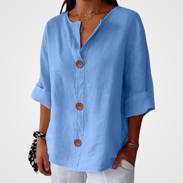 Women's Relaxed Fit Button-Front Casual Blouse