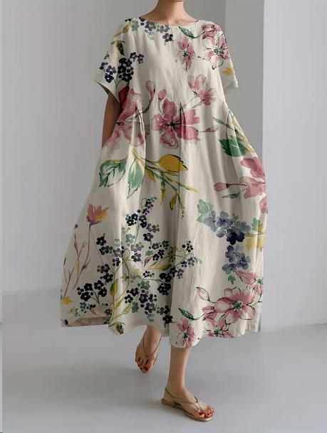 Women's Loose Fit Floral Print Maxi Dress