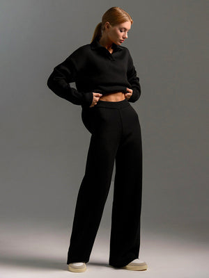 Women's Collared Two Piece Lounge Set Relaxed Fit