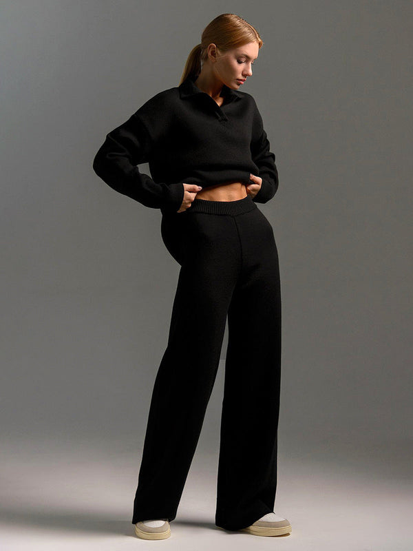 Women's Collared Two Piece Lounge Set Relaxed Fit