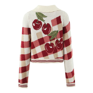 Women's Cropped Knitted Cardigan Cherry Blossom
