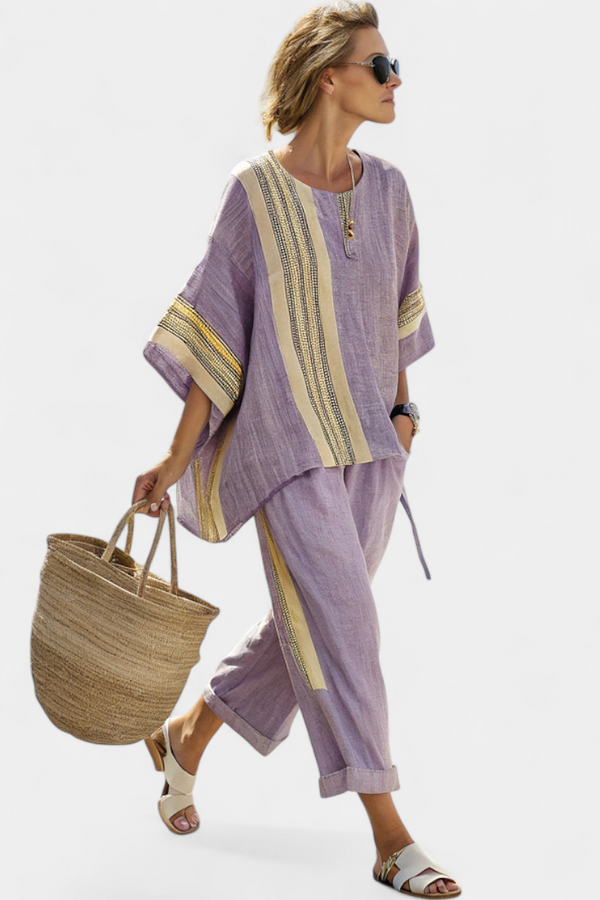 Women's Striped Two-Piece Set for Summer
