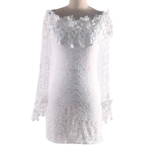 Women's Off-Shoulder Floral Lace Bodycon Mini Dress