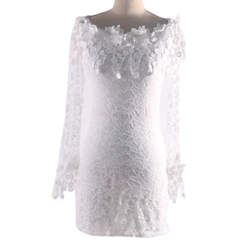 Women's Off-Shoulder Floral Lace Bodycon Mini Dress