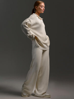 Women's Collared Two Piece Lounge Set Relaxed Fit