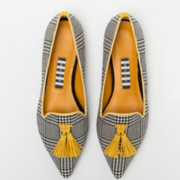 Women’s Pointed Toe Flat Shoes with Decorative Fringe