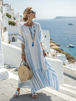 Vestido largo tipo kaftán chic para un estilo mediterráneo sin esfuerzo