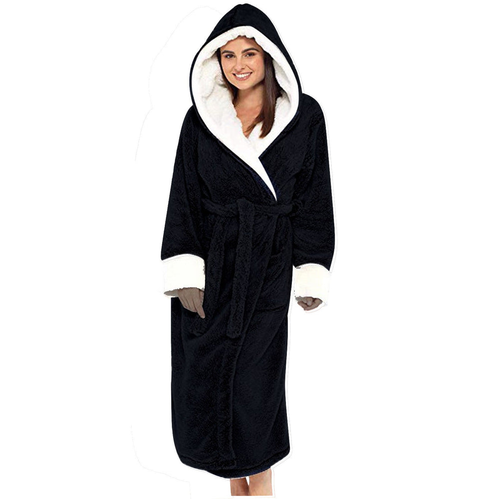 Women's Plush Hooded Fleece Bathrobe