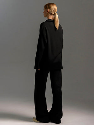 Women's Collared Two Piece Lounge Set Relaxed Fit