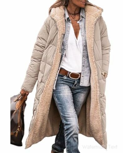 Women's Reversible Winter Jacket Teddy Fleece
