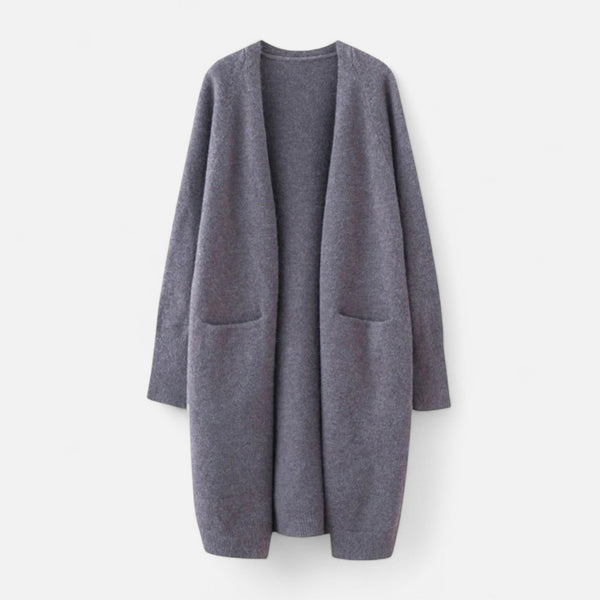 Elegant Women's Open-Front Cardigan Timeless Long Silhouette