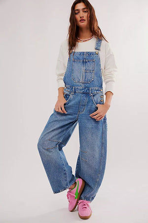 Women's Relaxed-Fit Wide-Leg Overalls with Practical Pockets