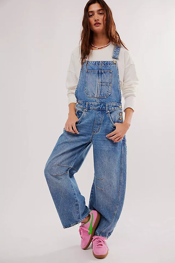 Women's Relaxed-Fit Wide-Leg Overalls with Practical Pockets