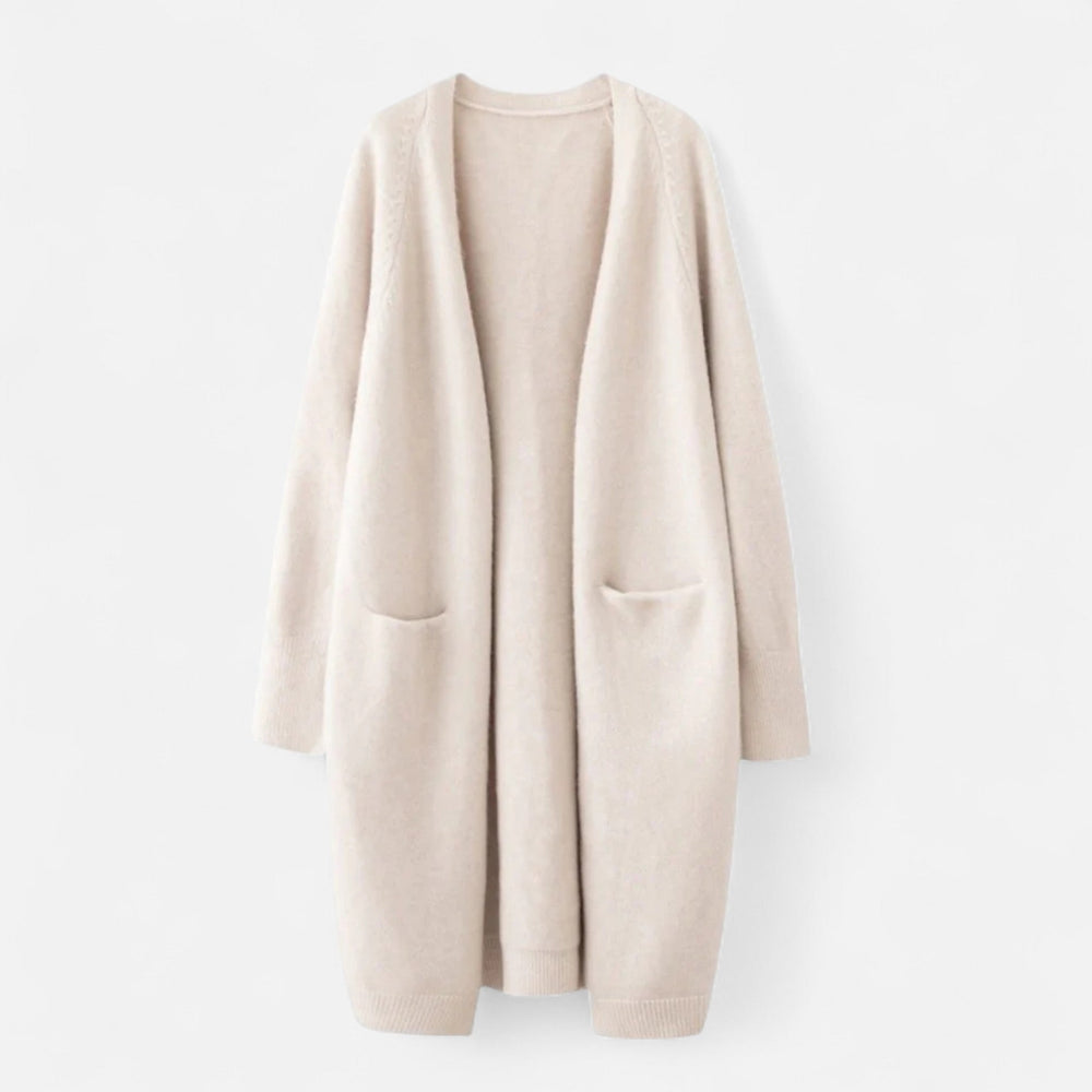 Elegant Women's Open-Front Cardigan Timeless Long Silhouette