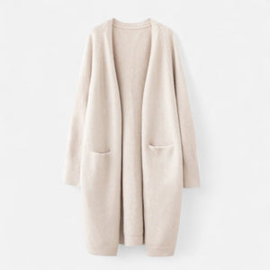 Elegant Women's Open-Front Cardigan Timeless Long Silhouette