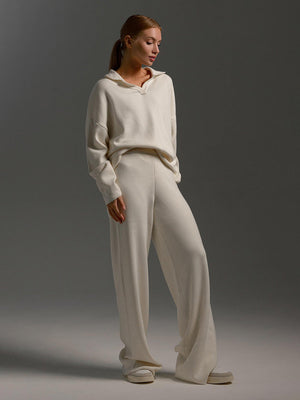 Women's Collared Two Piece Lounge Set Relaxed Fit