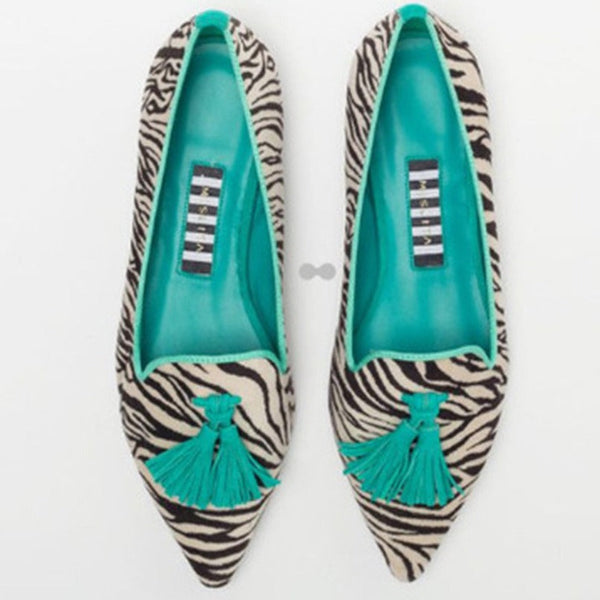 Women’s Pointed Toe Flat Shoes with Decorative Fringe