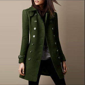 Women's Double-Breasted Tailored Fit Long Coat