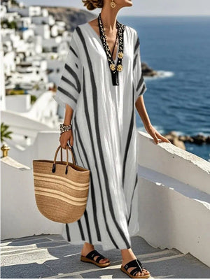 Vestido largo tipo kaftán chic para un estilo mediterráneo sin esfuerzo