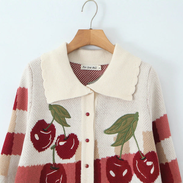 Women's Cropped Knitted Cardigan Cherry Blossom