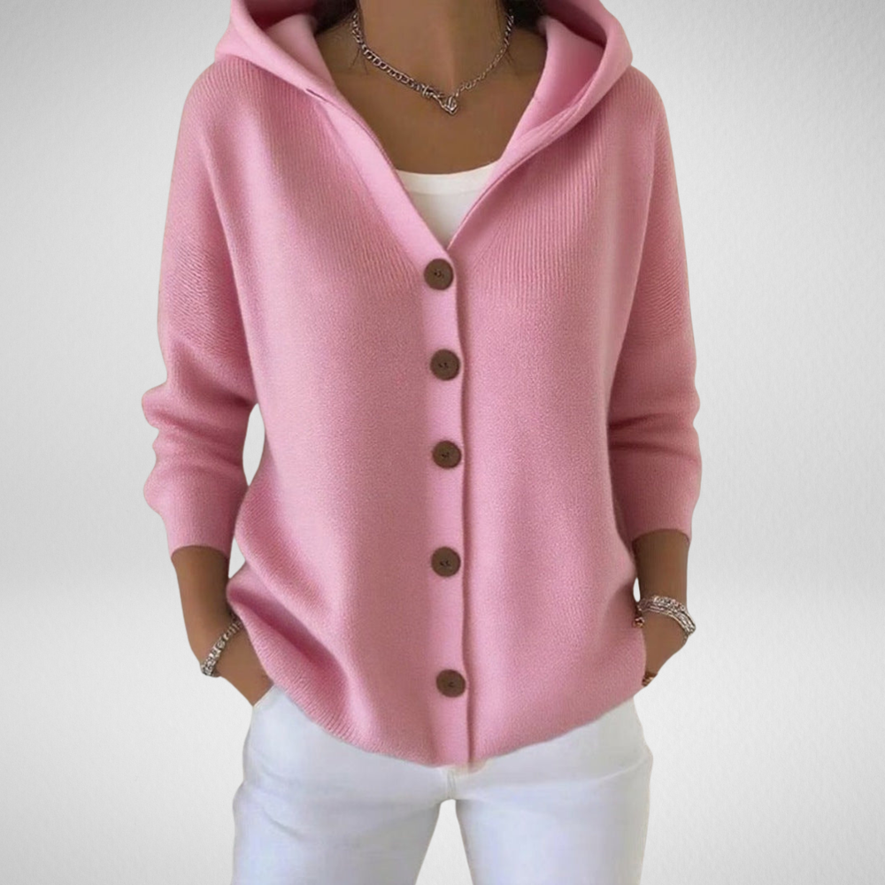 Women's Hooded Button Casual Knit Cardigan