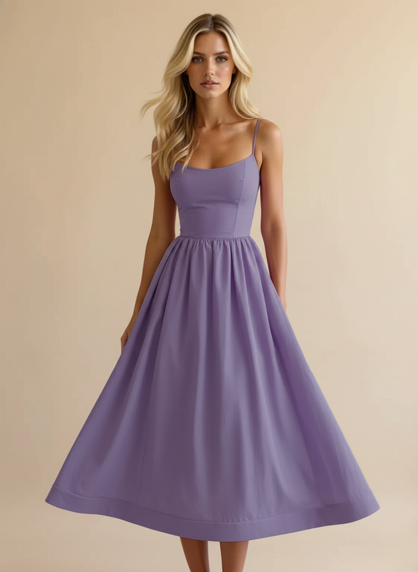 Women's Spaghetti Strap Midi Dress with Wrap-Style Skirt