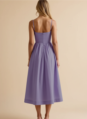Women's Spaghetti Strap Midi Dress with Wrap-Style Skirt