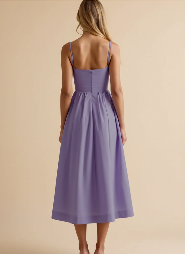 Women's Spaghetti Strap Midi Dress with Wrap-Style Skirt