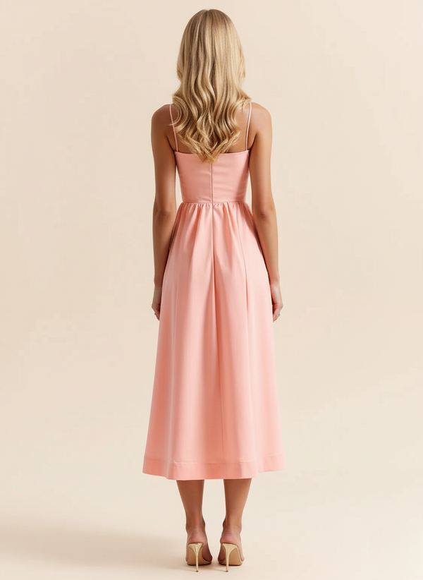 Women's Spaghetti Strap Midi Dress with Wrap-Style Skirt