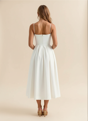 Women's Spaghetti Strap Midi Dress with Wrap-Style Skirt