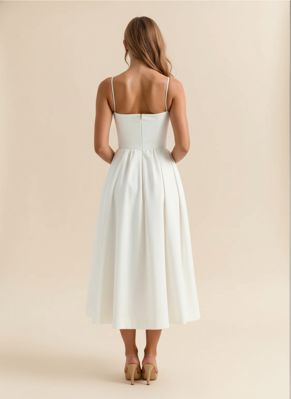 Women's Spaghetti Strap Midi Dress with Wrap-Style Skirt