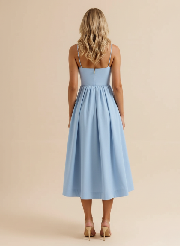 Women's Spaghetti Strap Midi Dress with Wrap-Style Skirt