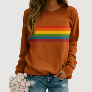 Vibrant Rainbow Stripe Cozy Crewneck Sweatshirt