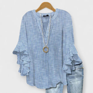 Blusa bohemia floral de mujer con mangas con volantes en capas