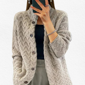 Cárdigan de punto para mujer con abertura frontal y mangas largas