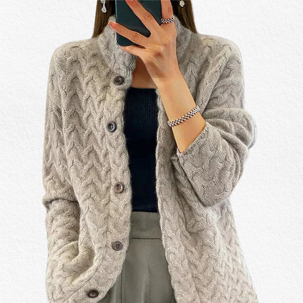 Cárdigan de punto para mujer con abertura frontal y mangas largas