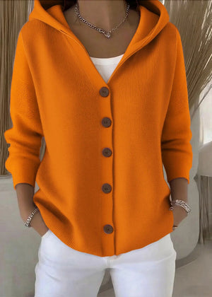 Women's Hooded Button Casual Knit Cardigan