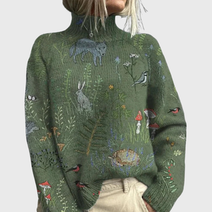 Suéter de cuello alto acogedor y oversize