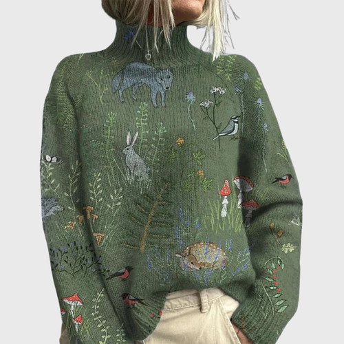 Suéter de cuello alto acogedor y oversize