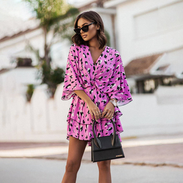 Women's Bohemian Floral Wrap Mini Dress