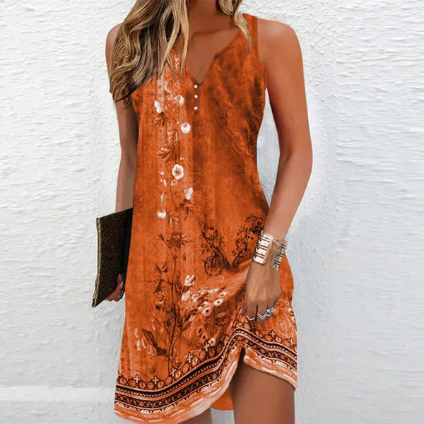 Minivestido floral de verano para mujer sin mangas