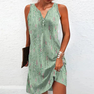 Minivestido floral de verano para mujer sin mangas