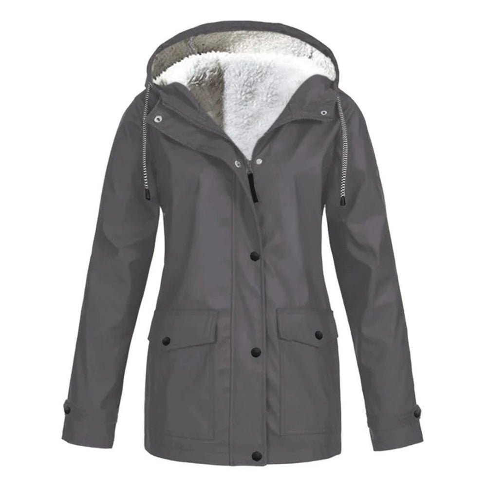 Chaqueta utilitaria para mujer con capucha y forro de vellón