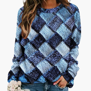 Women's Colorful Diamond Pattern Knit Pullover Sweater