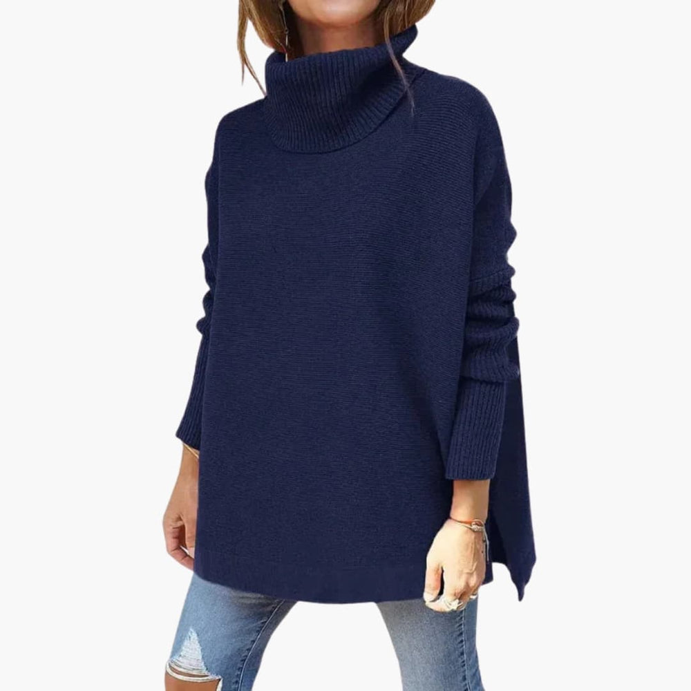 Suéter de cuello alto de punto acanalado para mujer