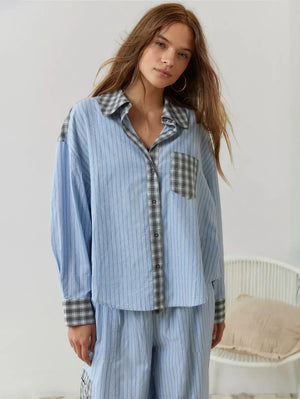 Conjunto de pijama a cuadros relajado para mujer
