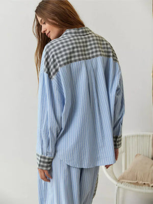 Conjunto de pijama a cuadros relajado para mujer