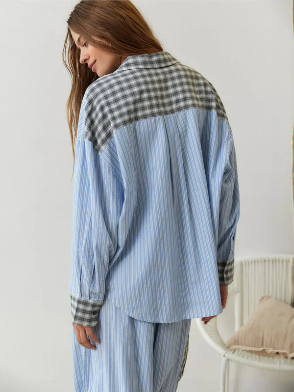 Conjunto de pijama a cuadros relajado para mujer